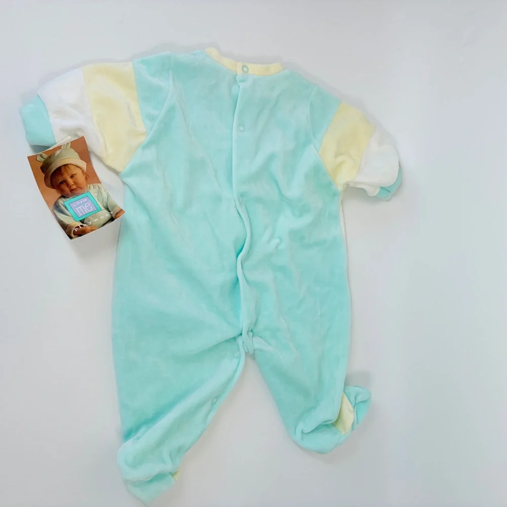 VTG NWT Adorable Unisex Baby 9 mos Little Me‎ Mint Teal Pastel Velour Playwear